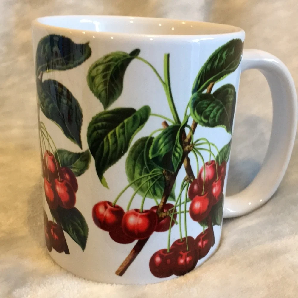 Wild Cherries Ceramic Mug NWT 6 oz Orca Coatings Cherry Botanical Mug - Picture 5 of 12